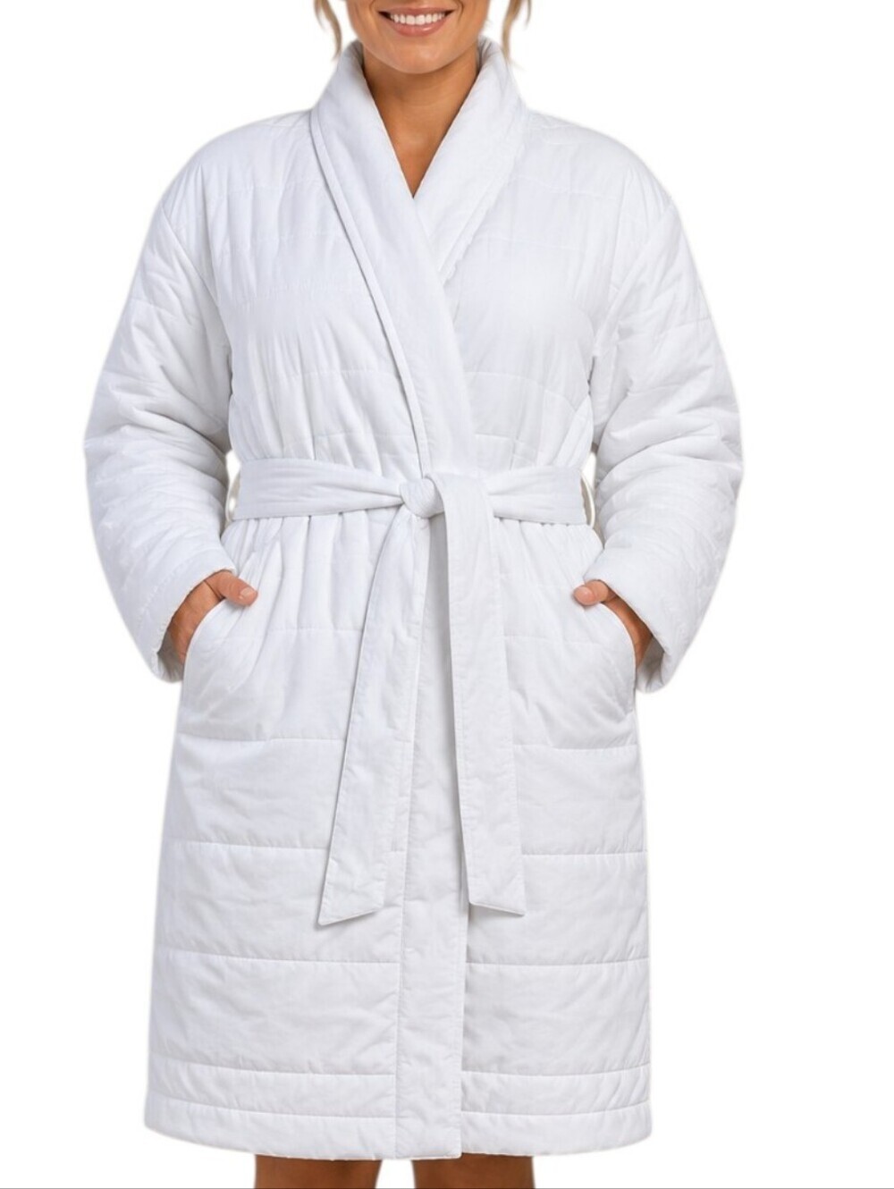 If Only Home Duvet Robe One Size White Organic Cotton Quilted
